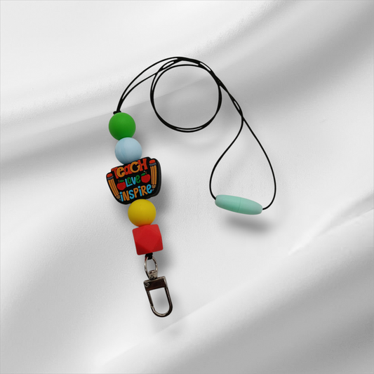 Teach Inspire Beaded Lanyard