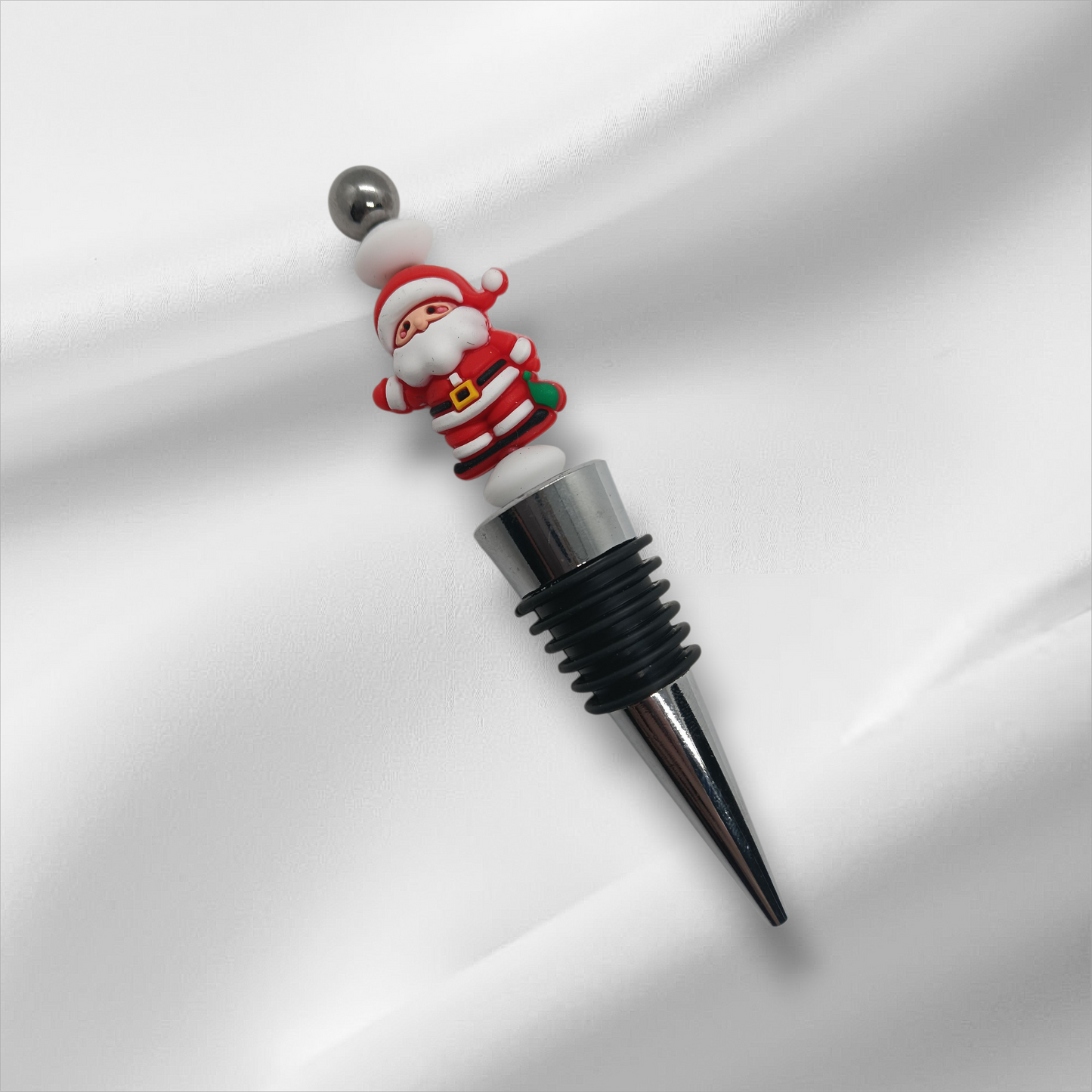 Santa Beaded Bottle Stopper