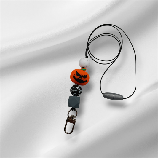 Halloween-Pumpkin Beaded Lanyard