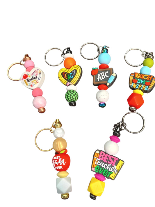 Teacher- assorted designs silicone beaded Keychain