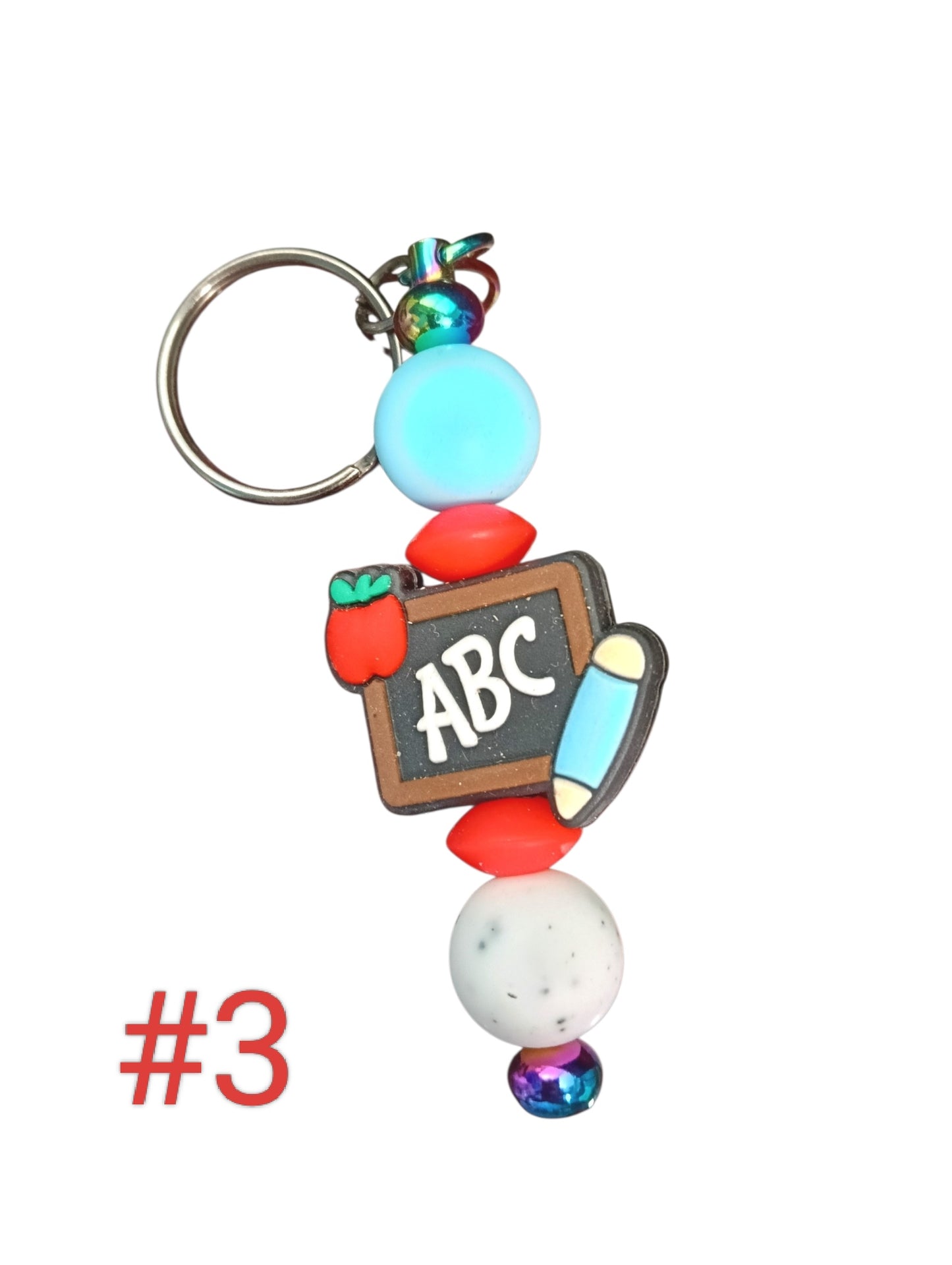 Teacher- assorted designs silicone beaded Keychain