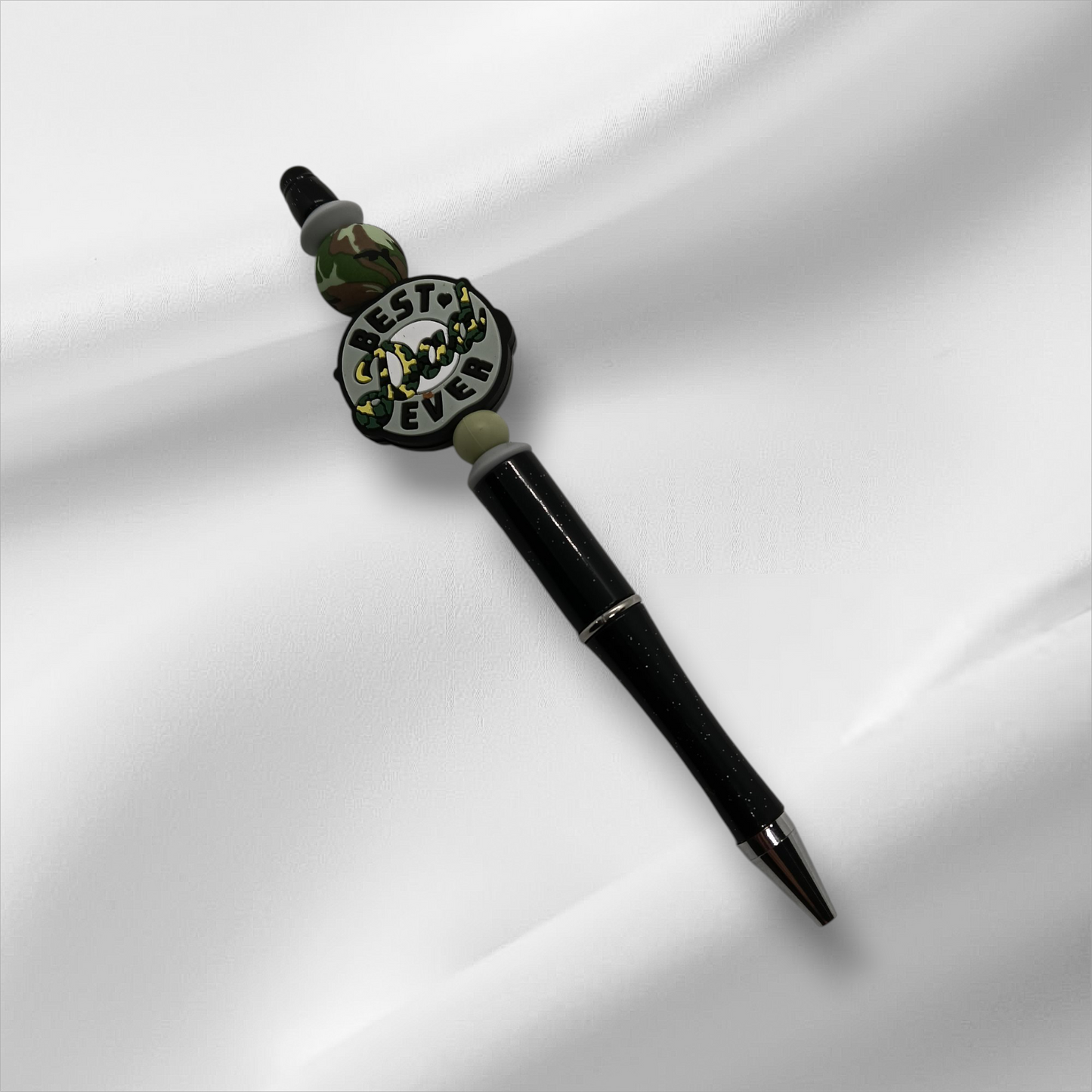 Best Dad Ever Beaded Pen- Black/Grey/Green
