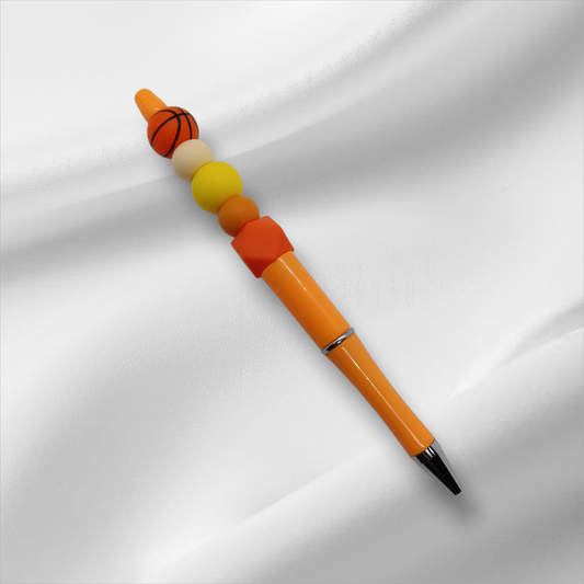 Basketball Beaded Pen -Orange