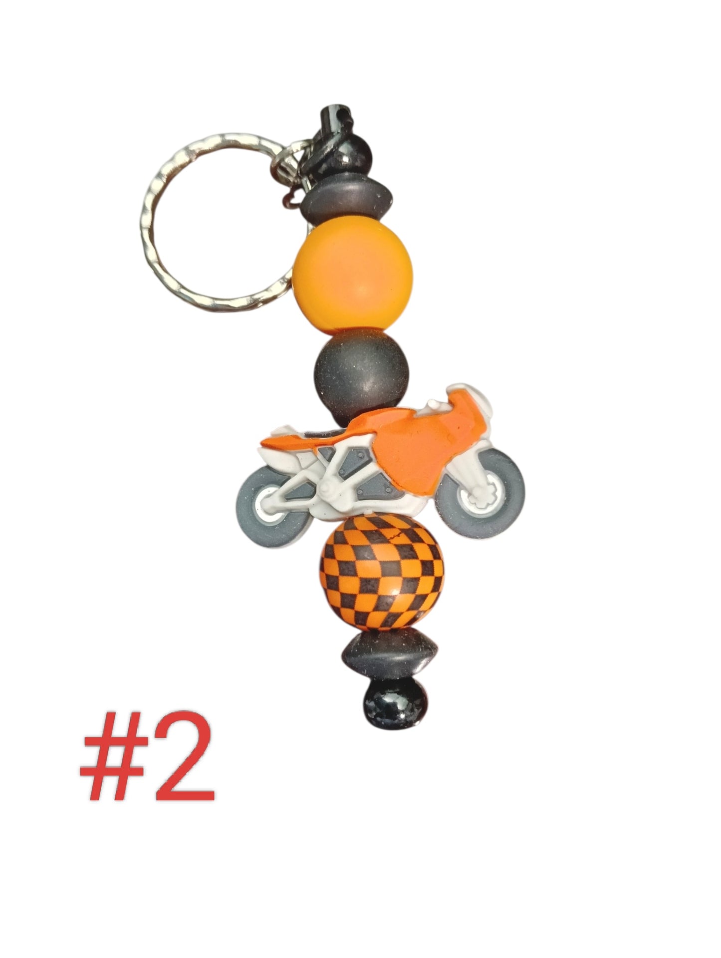 Motorcycle- assorted designs silicone beaded keychain