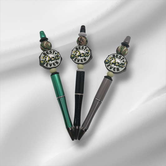 Best Dad Ever Beaded Pen- Black/Grey/Green
