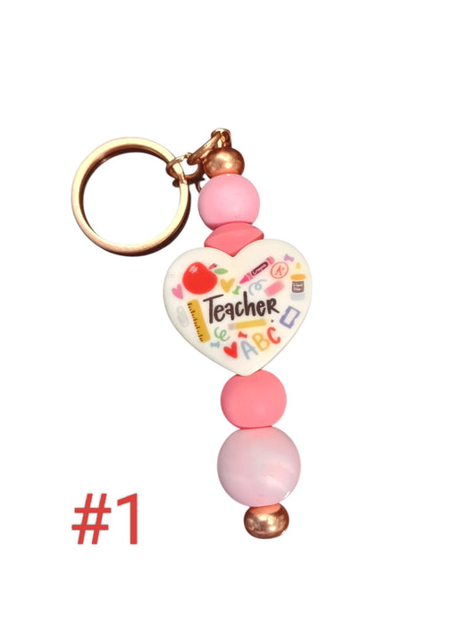 Teacher- assorted designs silicone beaded Keychain