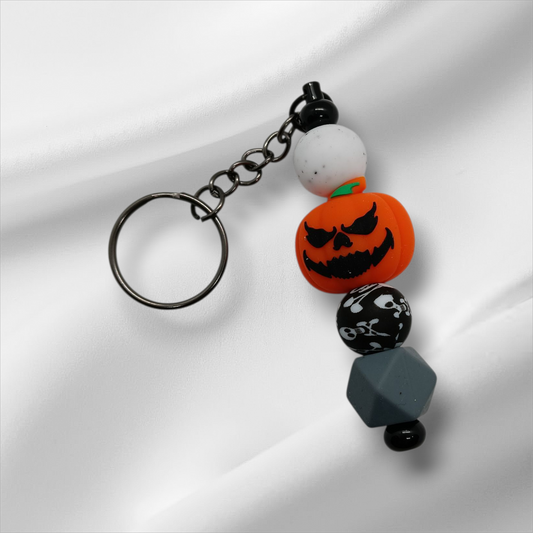 Halloween-Pumpkin Beaded Keychain
