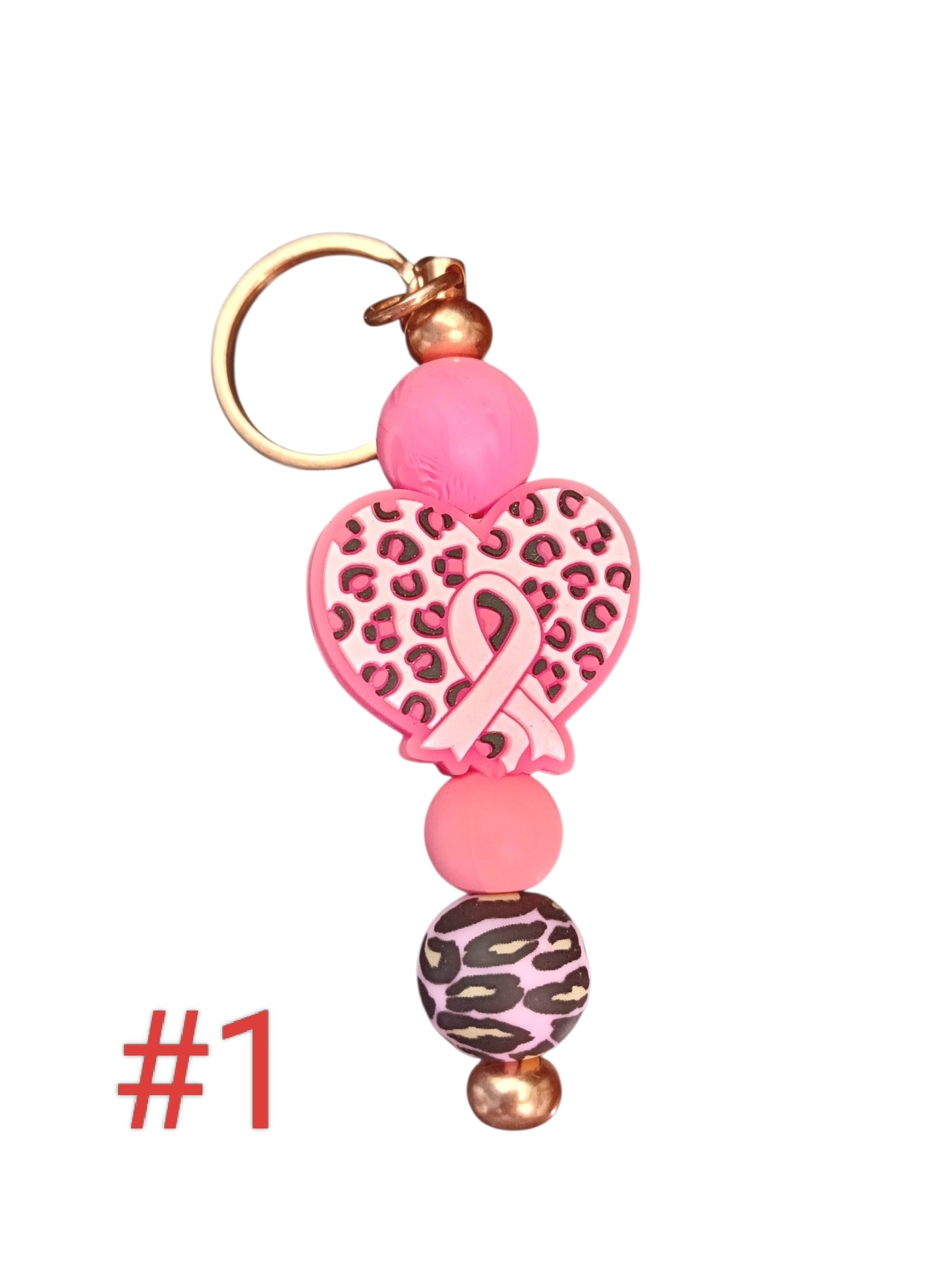 Awareness ribbon- assorted designs silicone beaded keychain