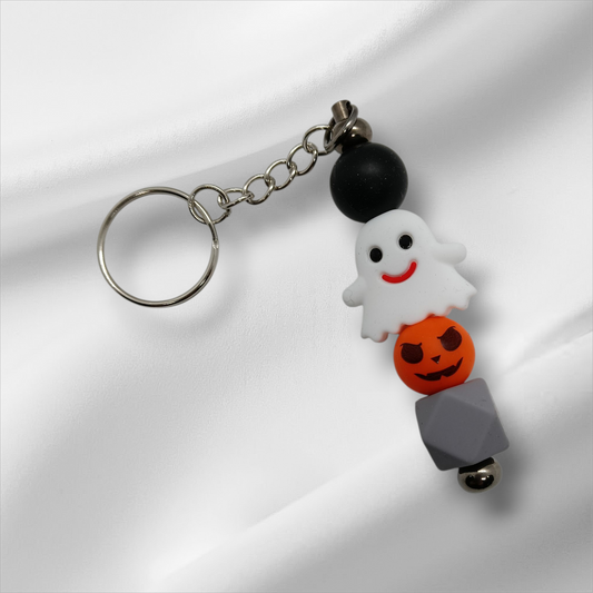 Halloween-Ghost Beaded Keychain