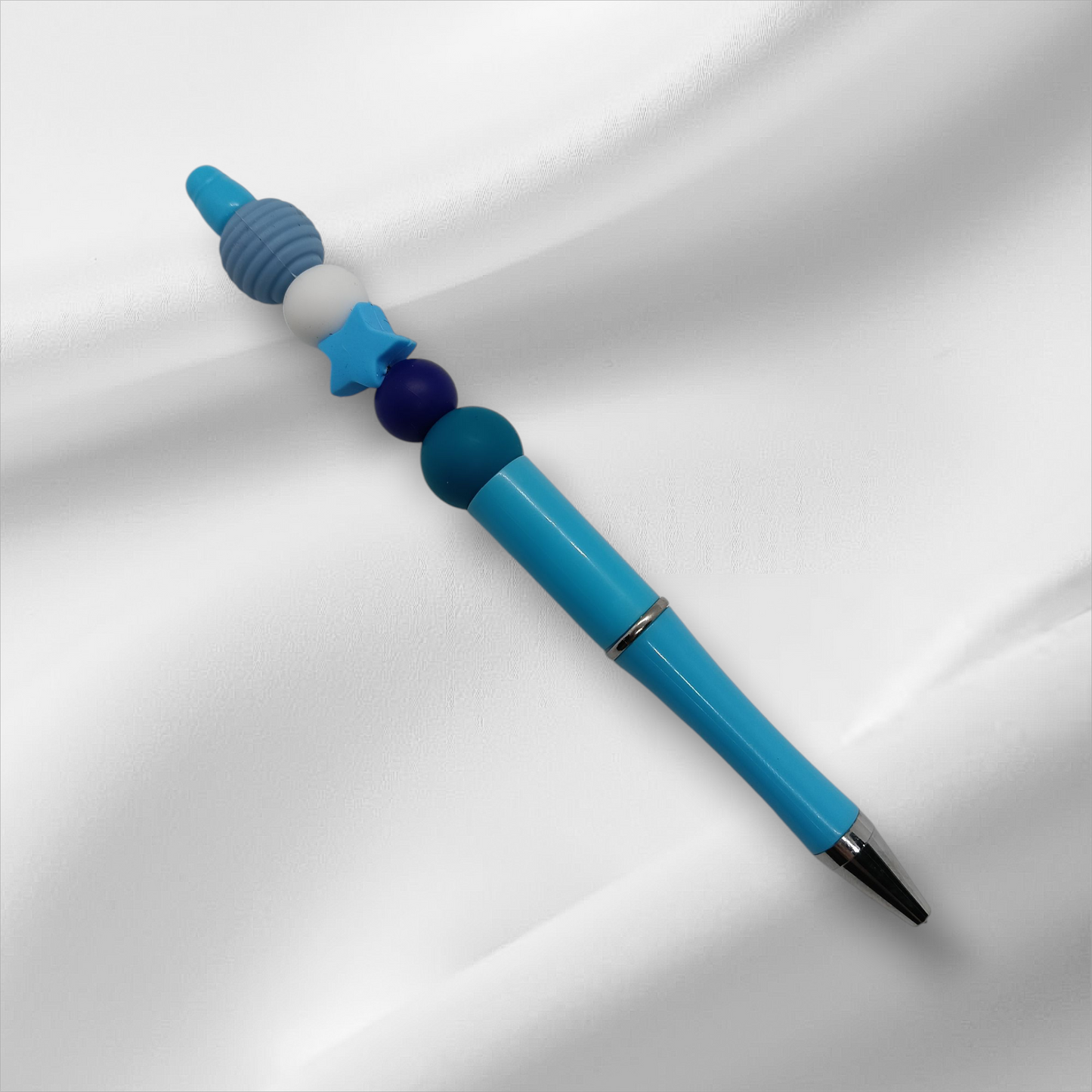 Blue Star Beaded Pen -Light Blue