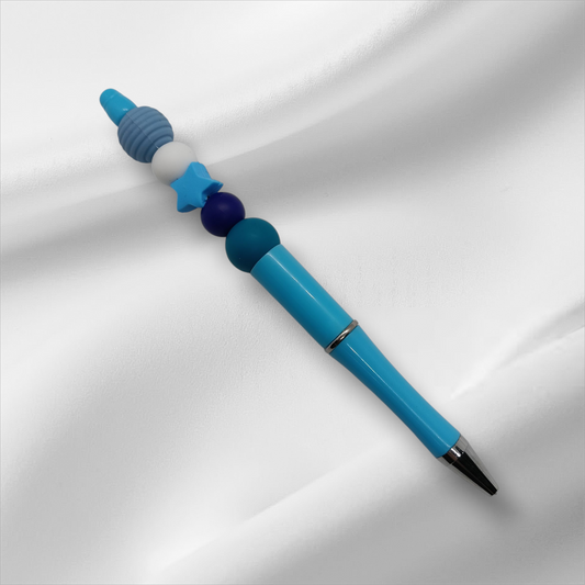 Blue Star Beaded Pen -Light Blue