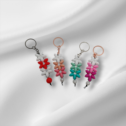 Flower Petals Silicone Beaded Keychains