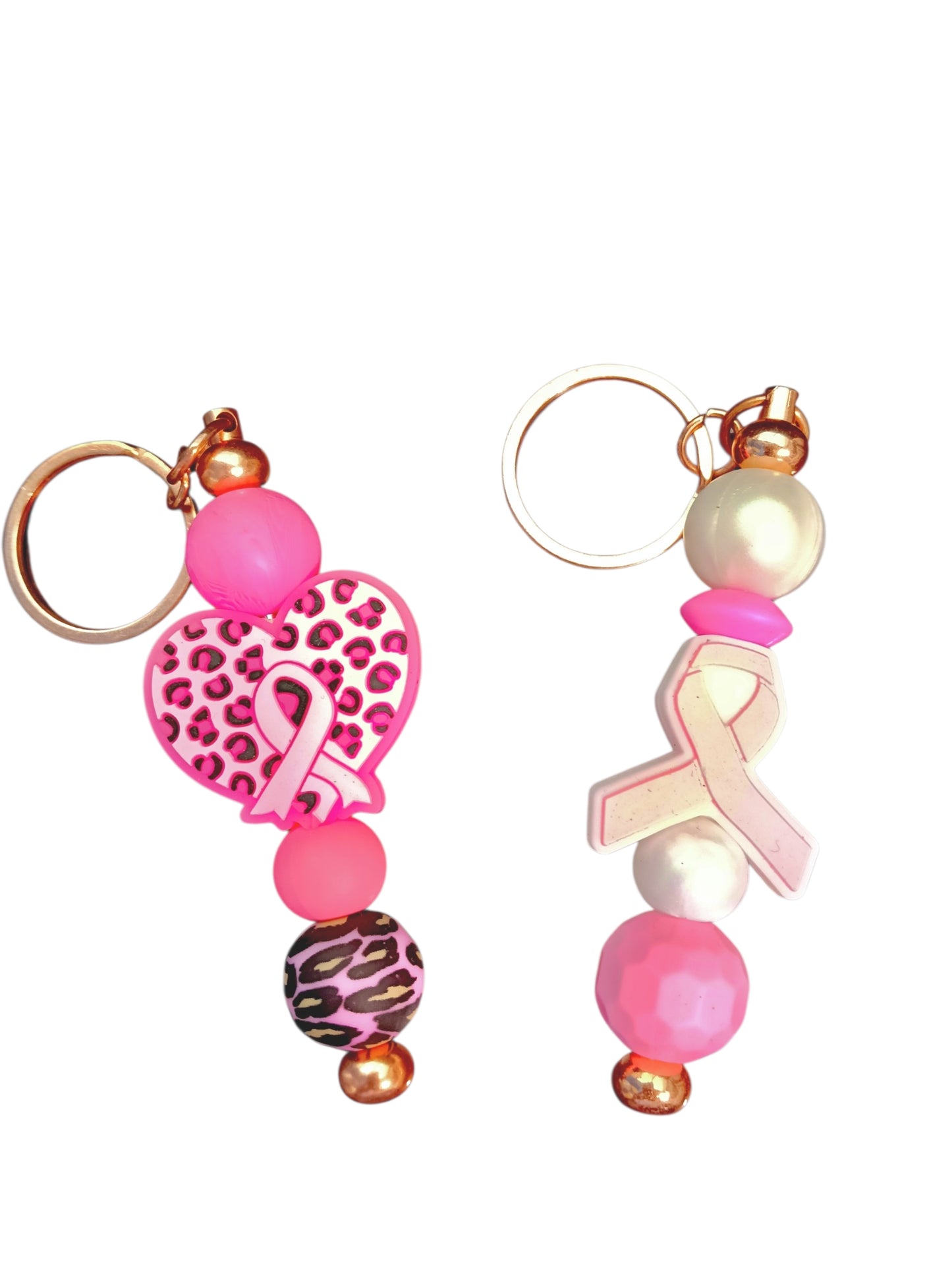 Awareness ribbon- assorted designs silicone beaded keychain