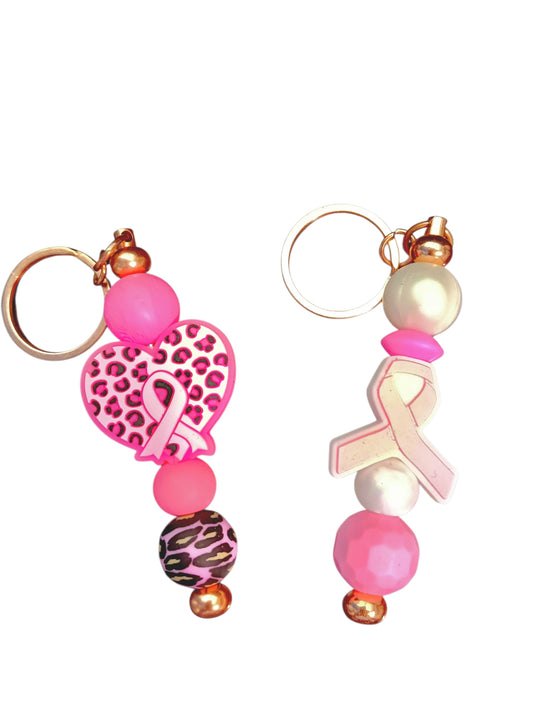 Awareness ribbon- assorted designs silicone beaded keychain
