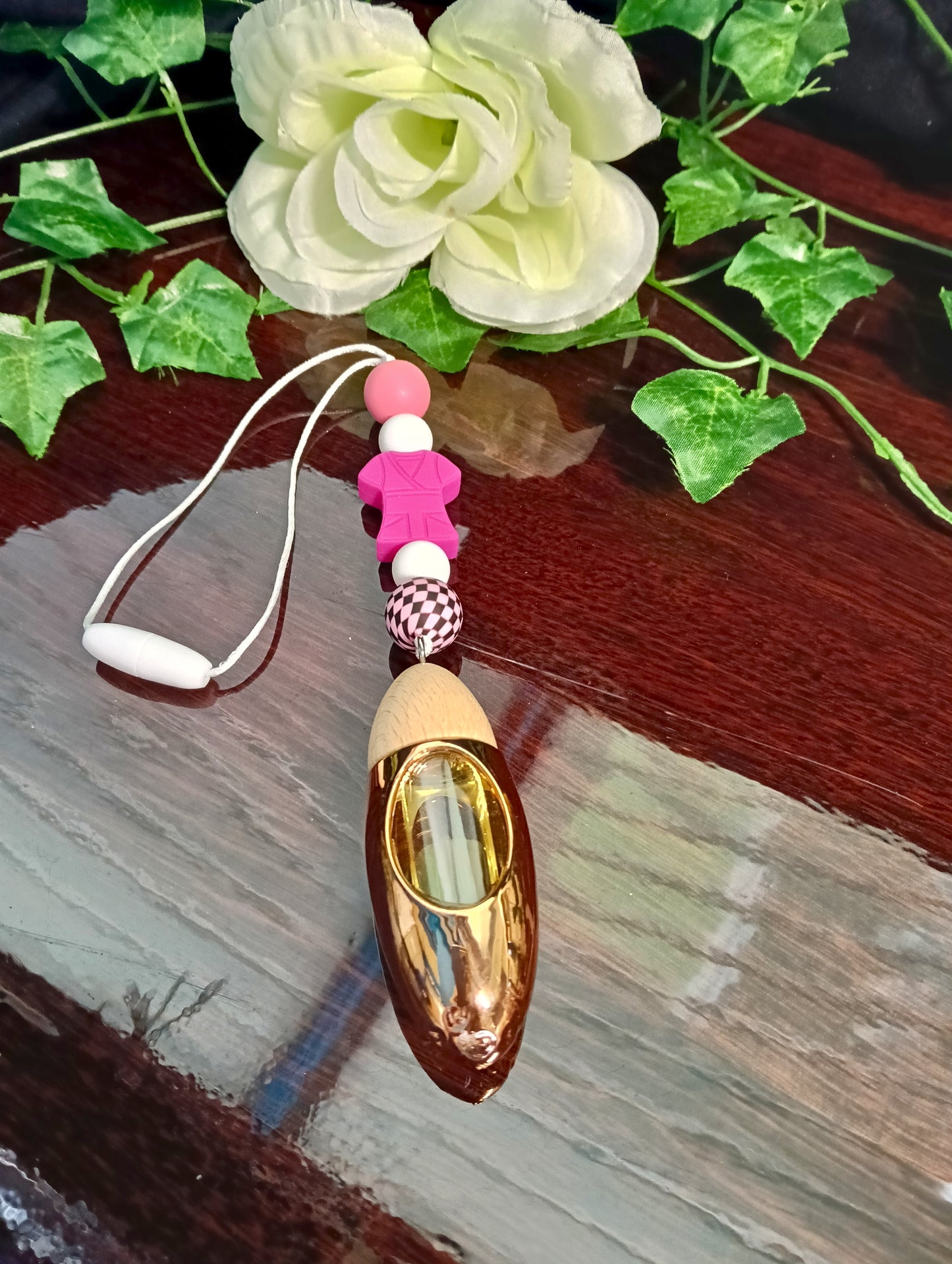 Pink Nurse Shirt Beaded Hanging Diffuser