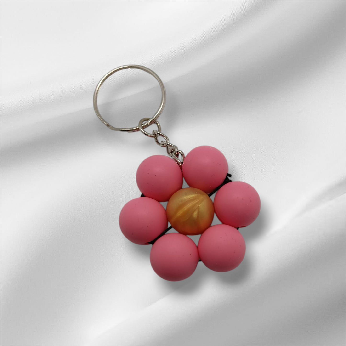 Flower Shaped Beaded Keychain