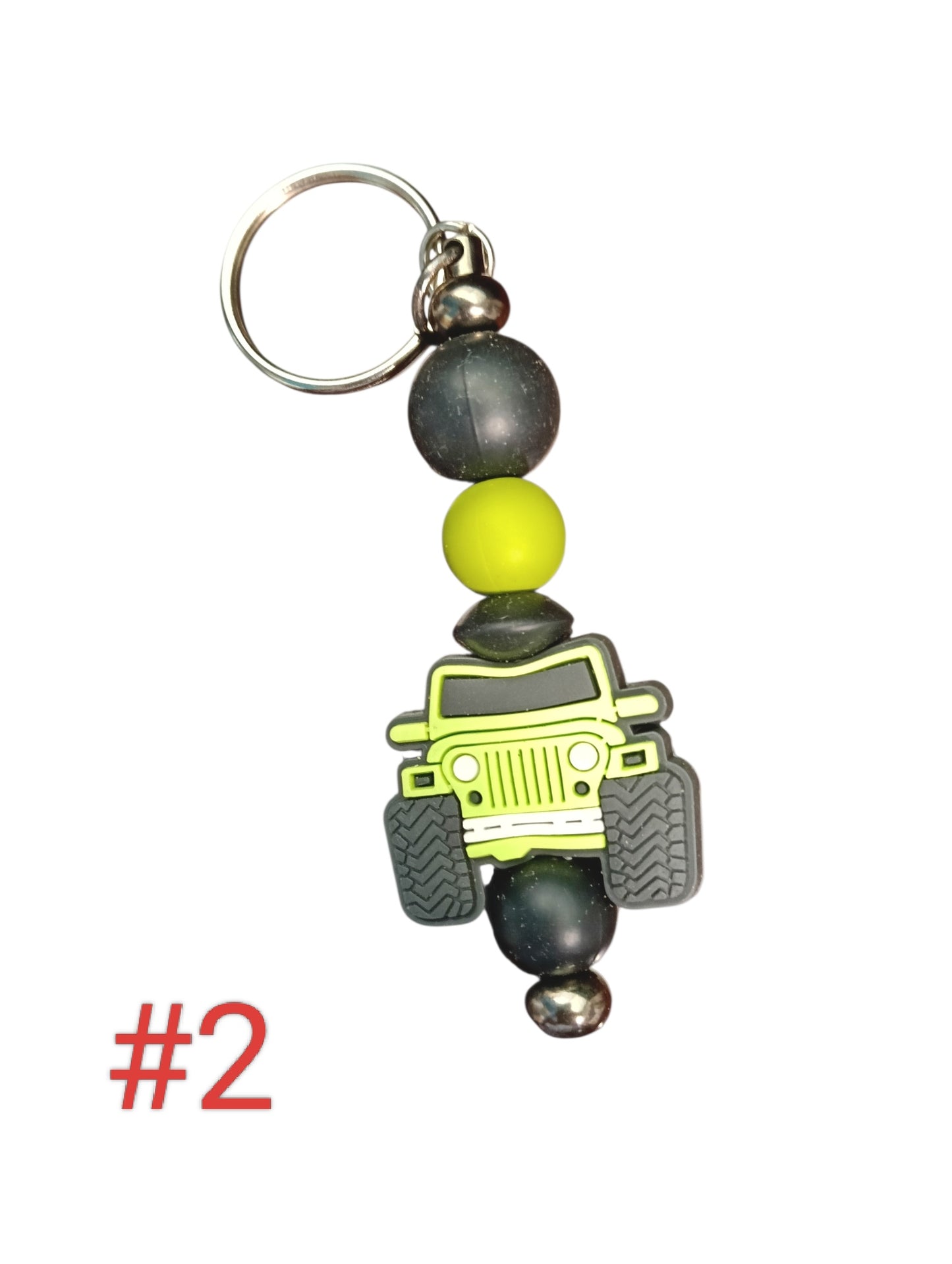Jeep- assorted designs silicone beaded keychain