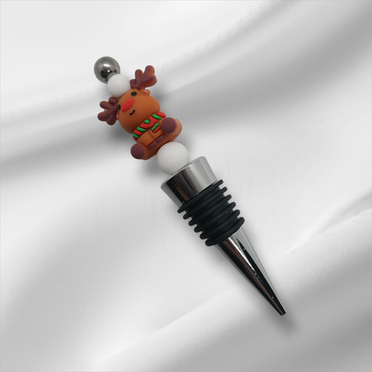 Reindeer Beaded Bottle Stopper