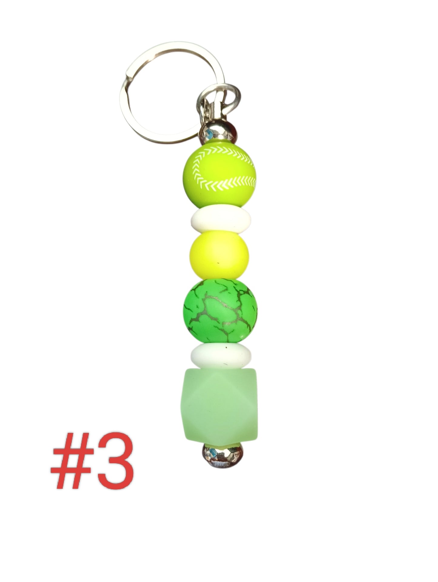 Sport Series- assorted designs silicone beaded keychain