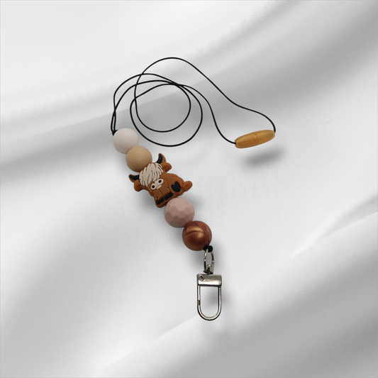 Highland Cow Beaded Lanyard