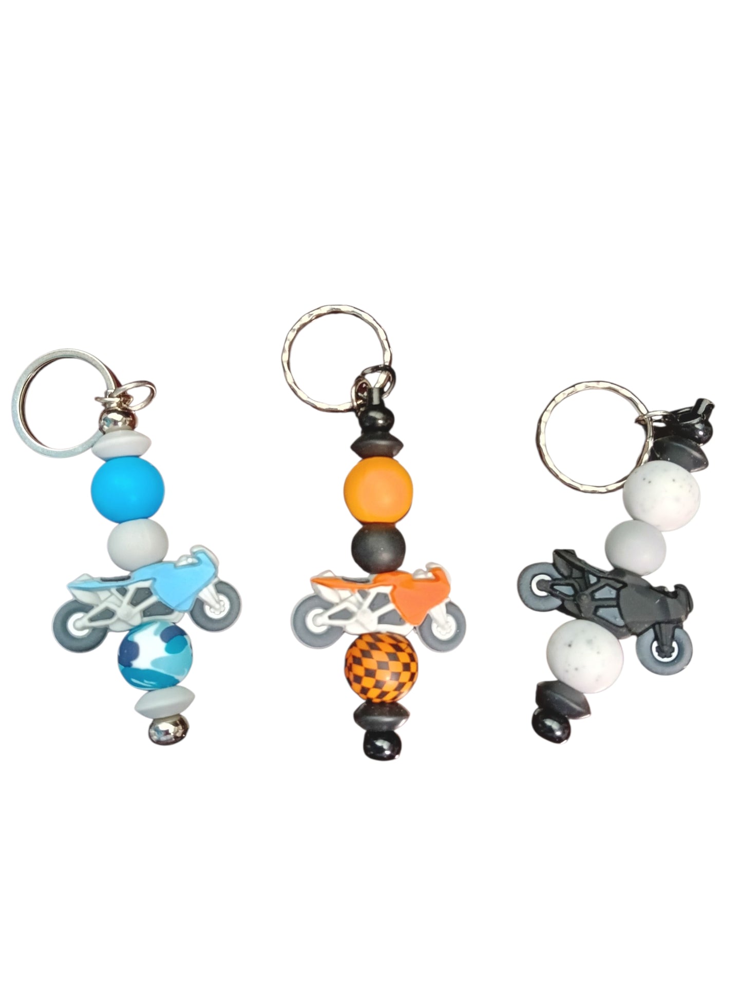 Motorcycle- assorted designs silicone beaded keychain