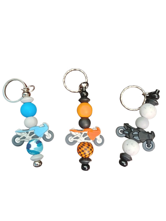 Motorcycle- assorted designs silicone beaded keychain