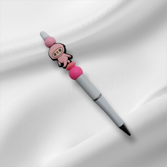 Pink Labubu Beaded Pen -Blue+Pink/White
