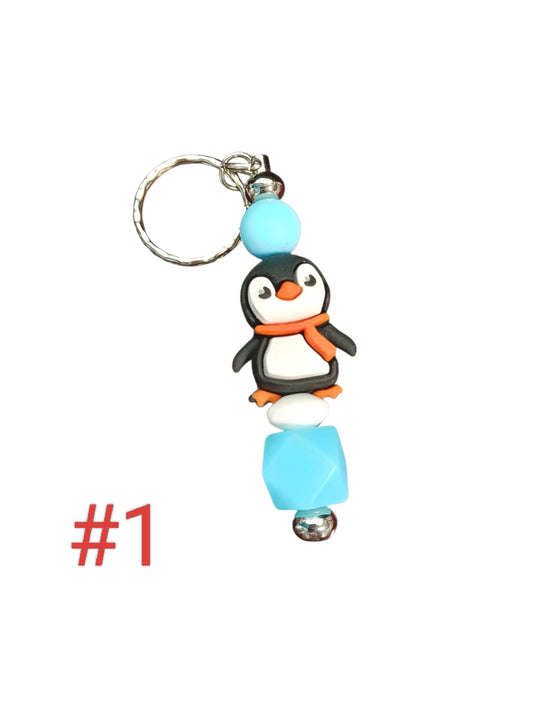 Animal-Assorted designs silicone beaded keychain