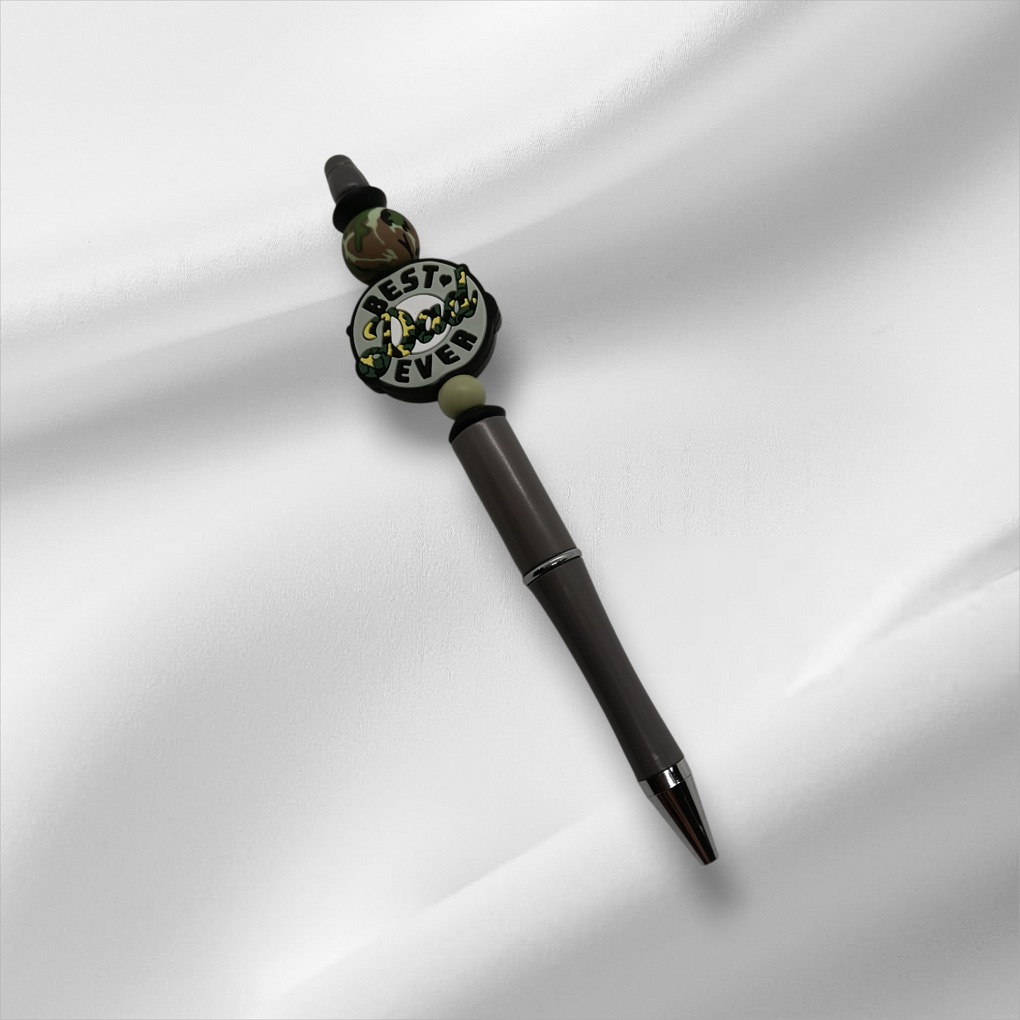 Best Dad Ever Beaded Pen- Black/Grey/Green