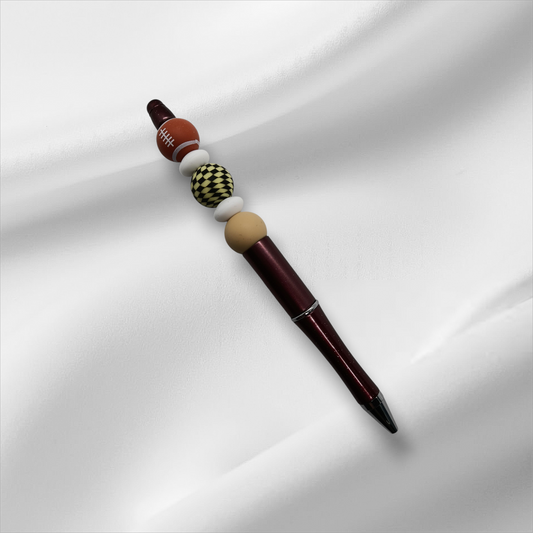 Rugby Ball Beaded Pen -Burgandy