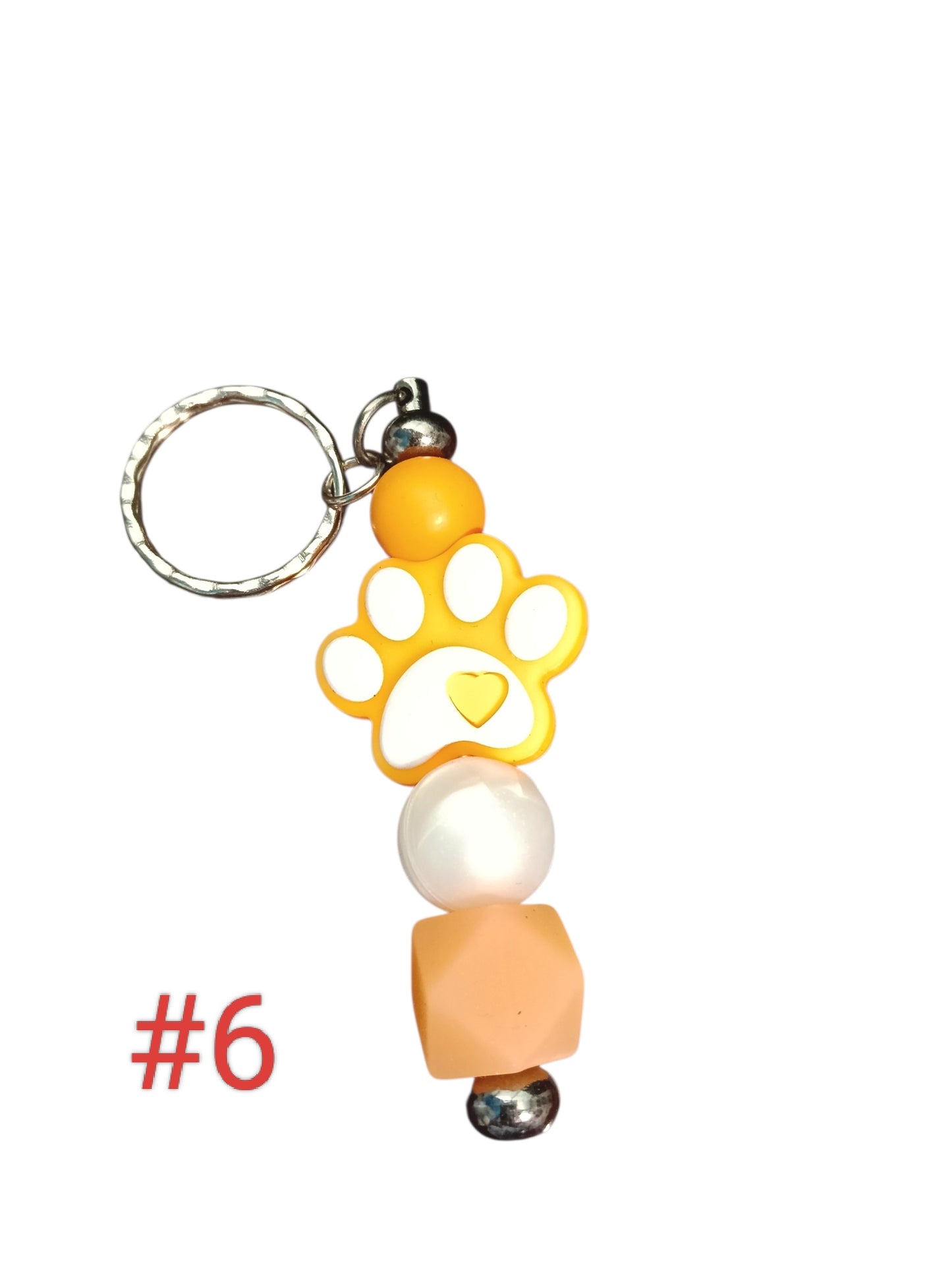 Paw Print-Assorted colours silicone Beaded Keychain