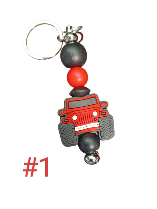 Jeep- assorted designs silicone beaded keychain