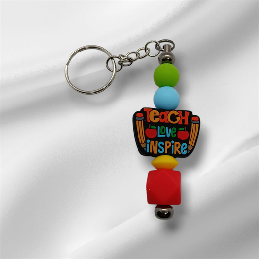 Teach Inspire Beaded Keychain