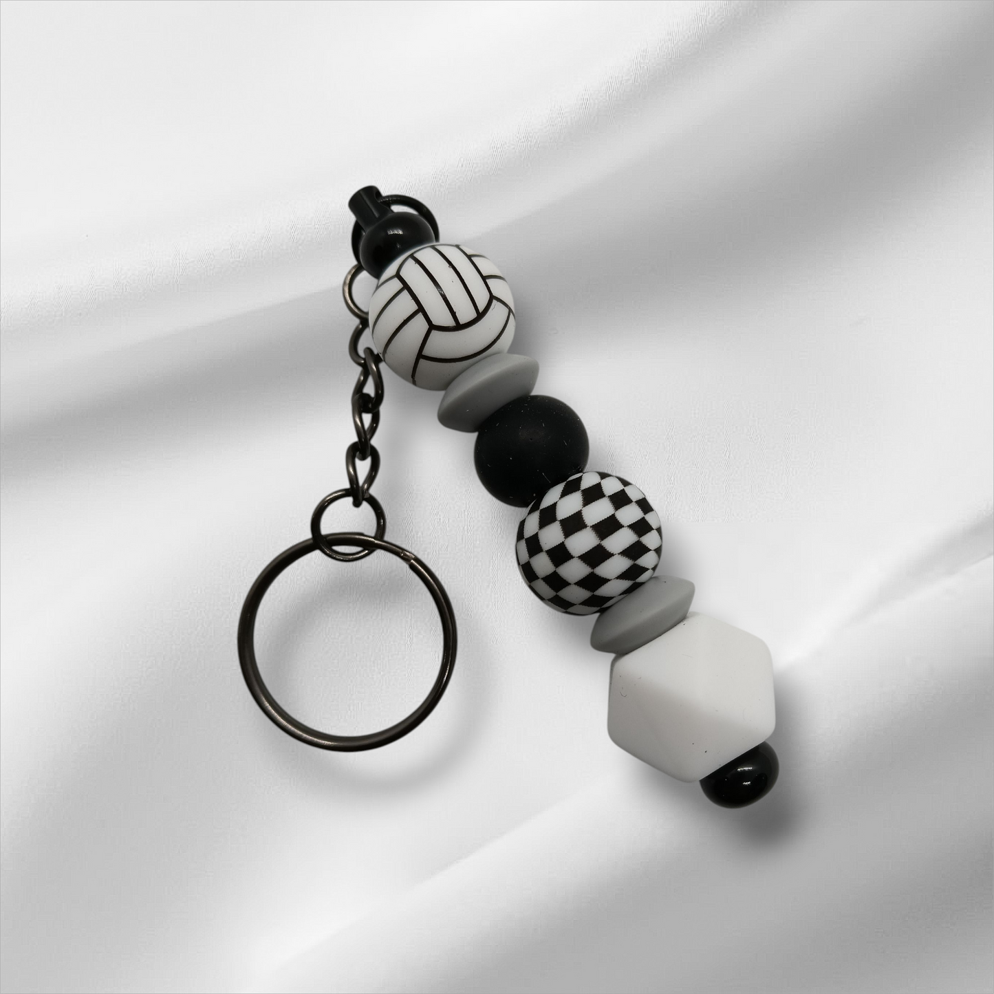 Volleyball Beaded Keychain
