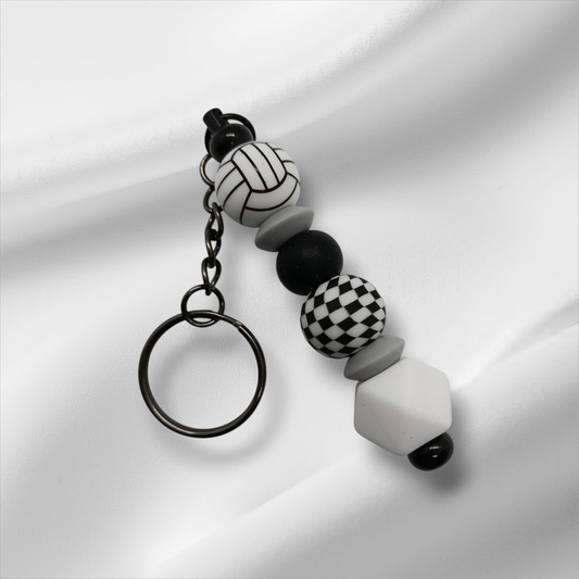 Volleyball Beaded Keychain