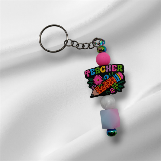Teacher-Bright Beaded Keychain