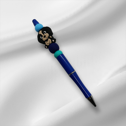 Black Dog Beaded Pen -Dark Blue