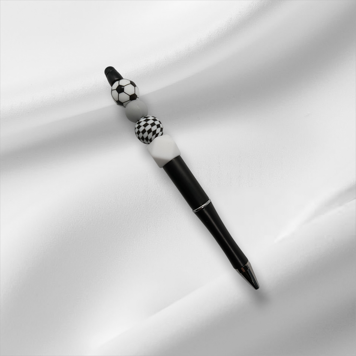 Soccer Ball Beaded Pen -Black