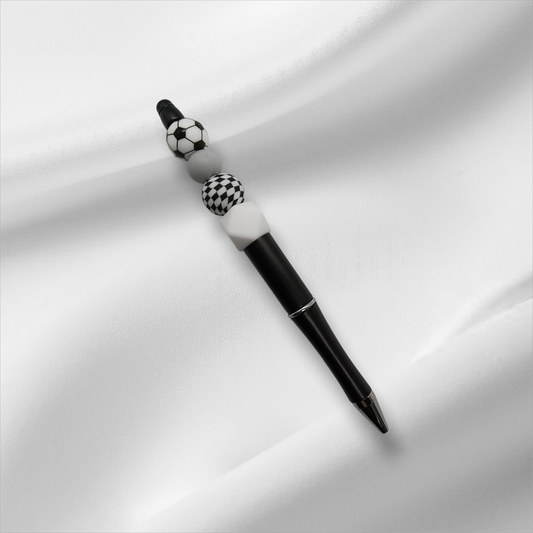 Soccer Ball Beaded Pen -Black