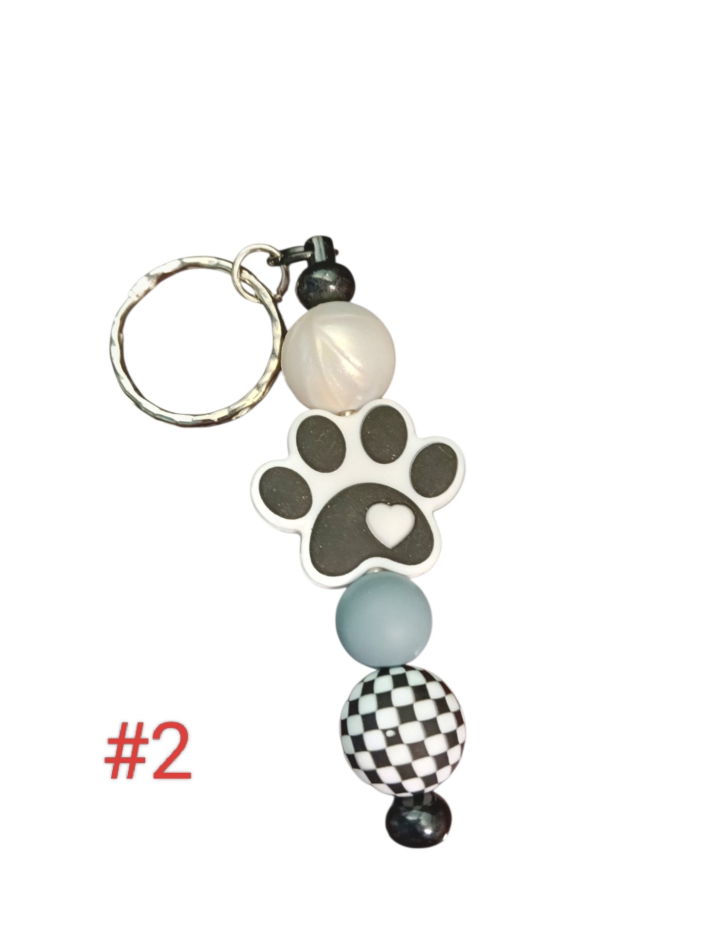 Paw Print-Assorted colours silicone Beaded Keychain